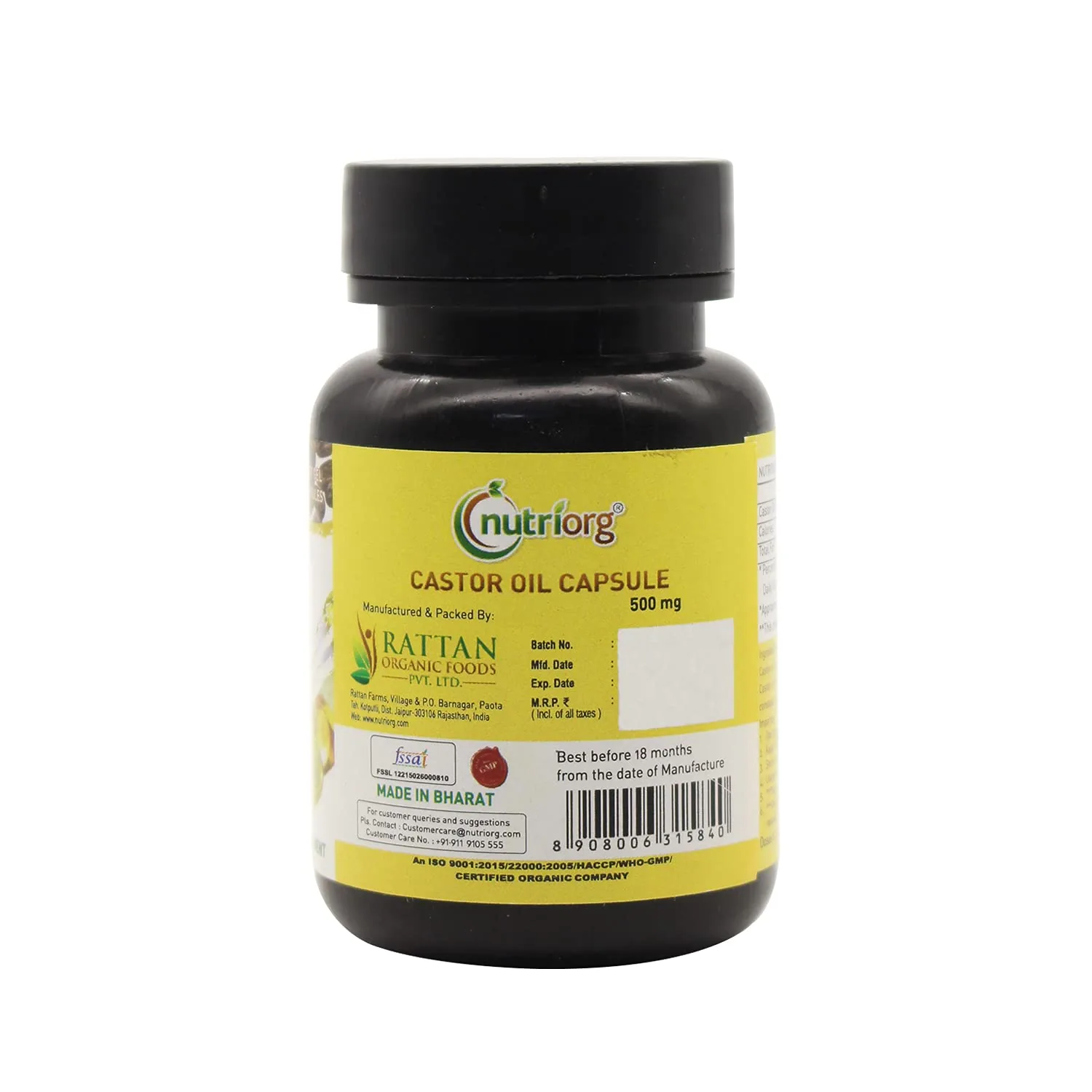 Nutriorg Castor Oil Soft Gel Capsules | Cold-Pressed & Hexane-Free | Natural Laxative & Skin Hydration-7