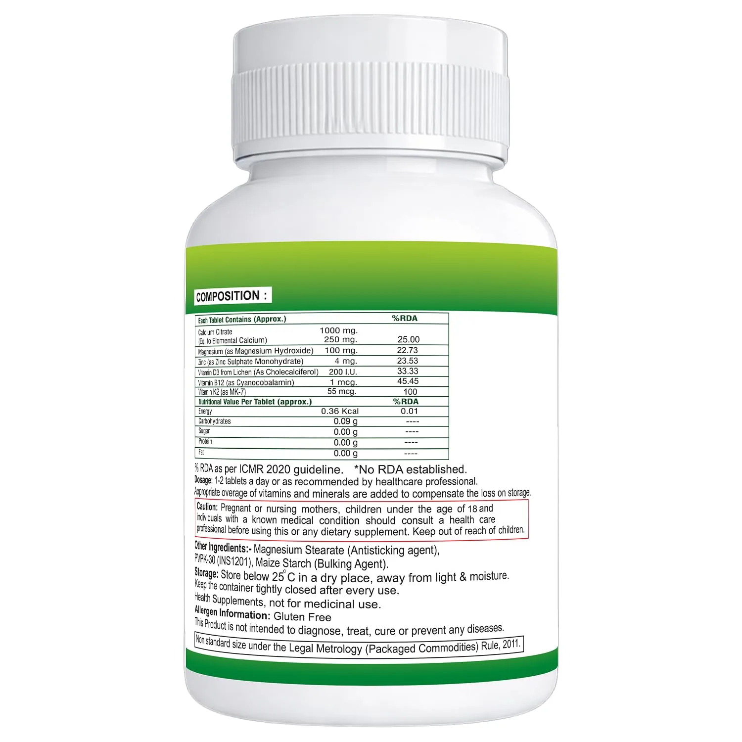 Nveda Calcium Magnesium Zinc Vitamin D3 & B12 Tablets | Bone & Joint Health Supplement | Vegetarian Formula-2