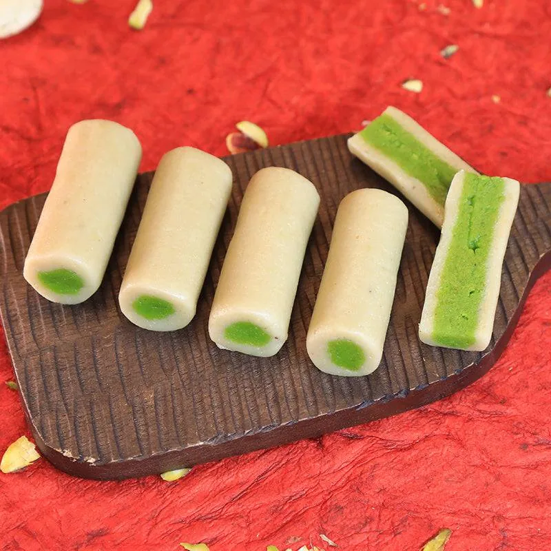Olive Mithai Shop Kaju Pista Roll | Traditional Indian Sweet | Authentic Cashew & Pistachio Delight