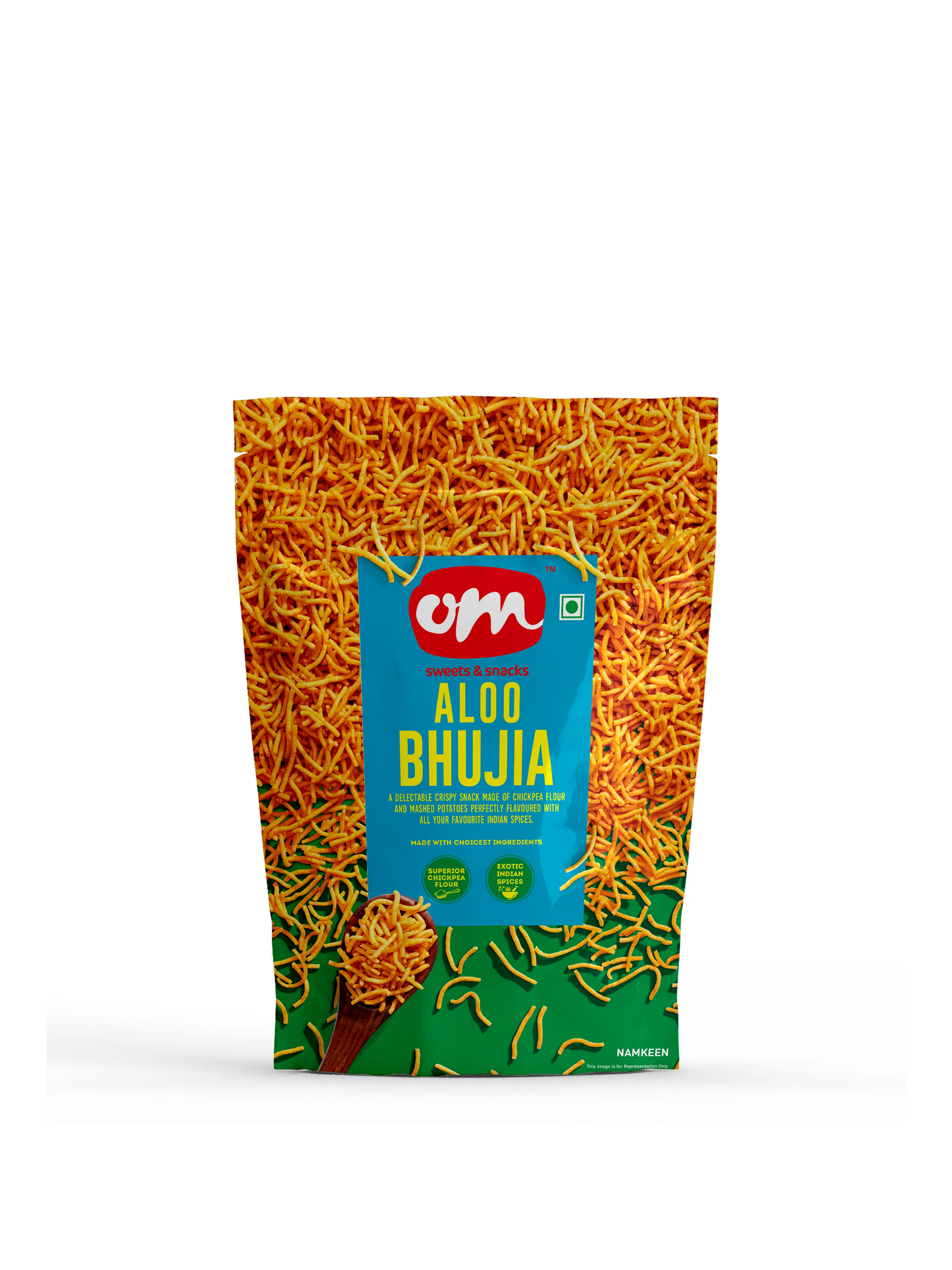 Om Sweets & Snacks Aloo Bhujia | Crispy Potato Namkeen | Authentic Indian Savory Snack