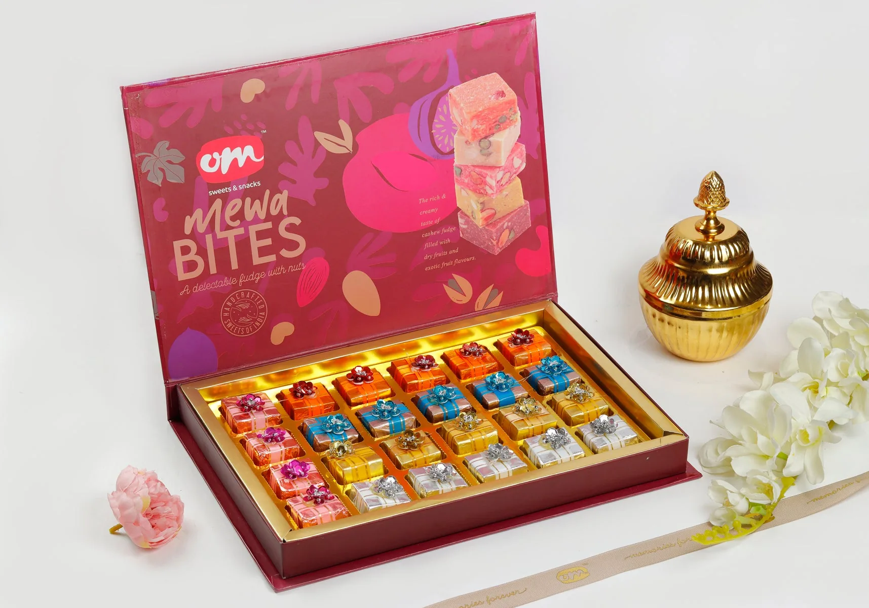 Om Sweets & Snacks Bite Mewa | Dry Fruit Burfi | Made with Pure Desi Ghee 500 gm
