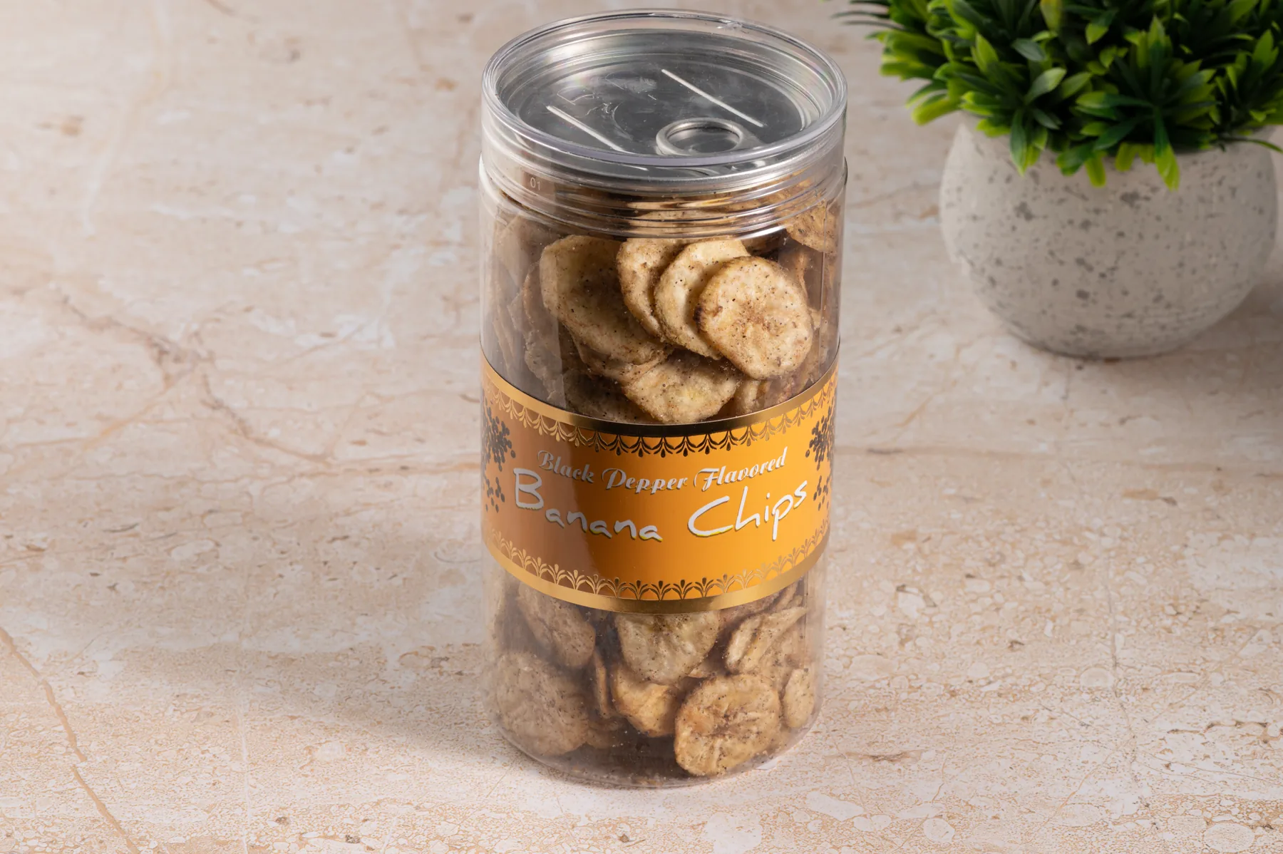 Om Sweets & Snacks Black Pepper Banana Chips | Crispy South Indian Style Snack | Bold Savory Flavor 180 gm