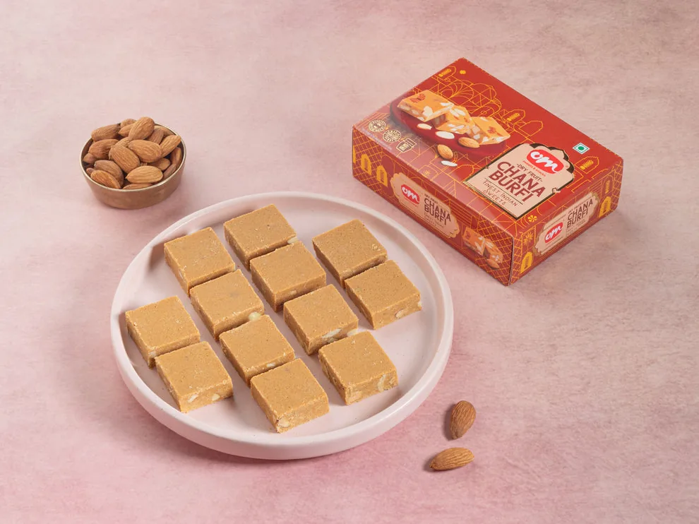 Om Sweets & Snacks Chana Dry Fruit Burfi | Traditional Desi Ghee Mithai | Premium Roasted Chana & Nuts-2