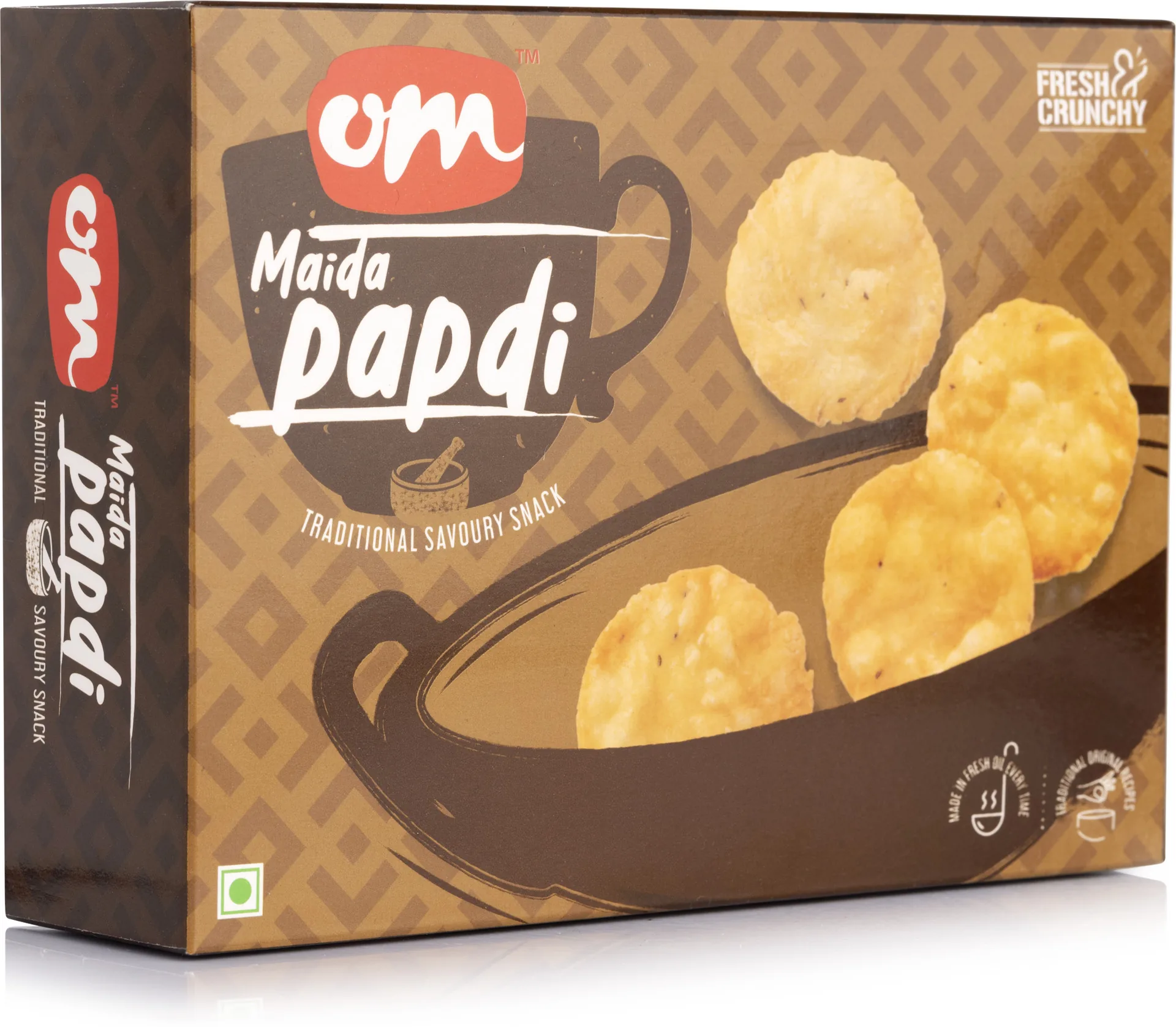 Om Sweets & Snacks Maida Papdi | Crispy Savoury Namkeen | Authentic Teatime Snack 200 gm