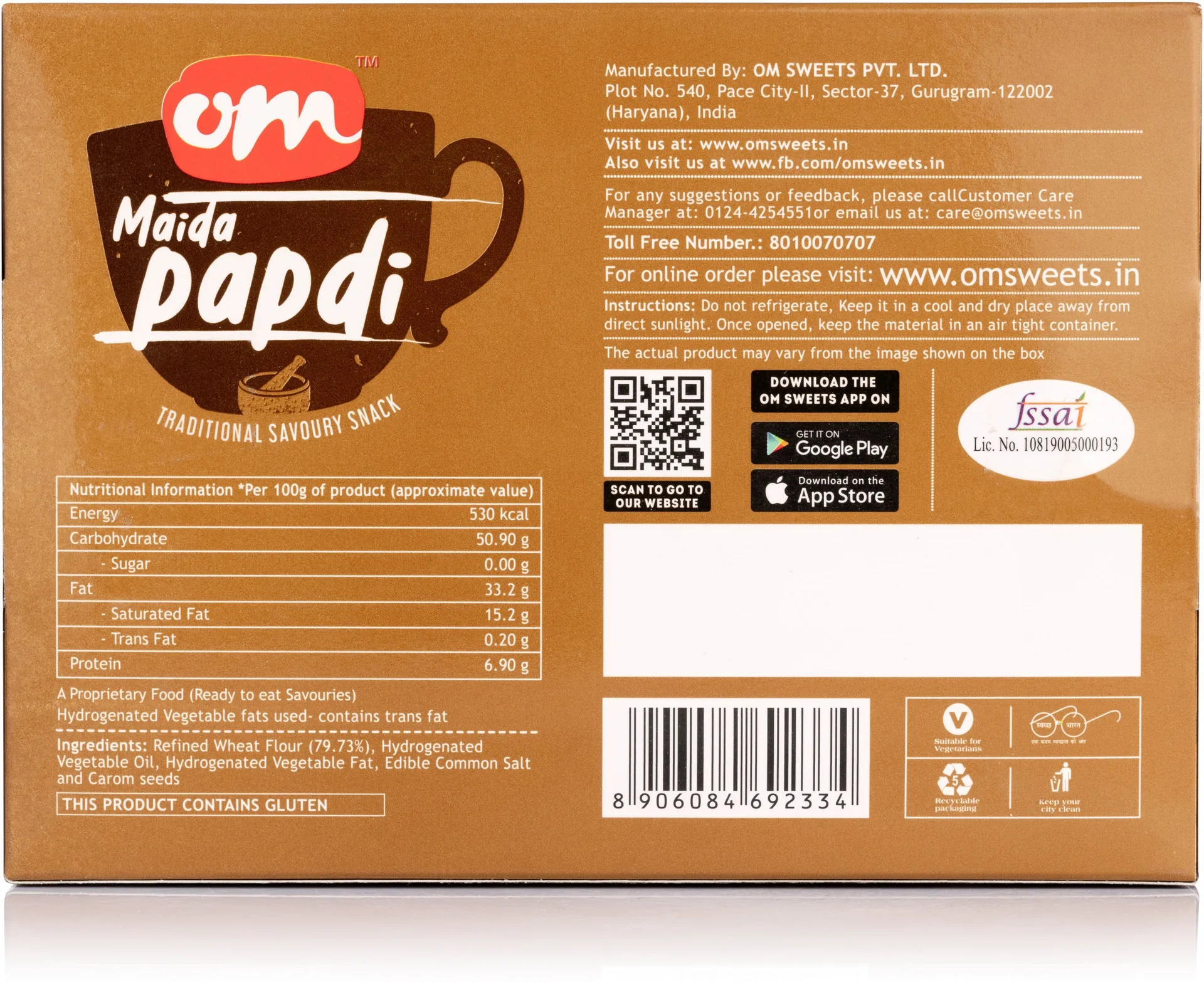 Om Sweets & Snacks Maida Papdi | Crispy Savoury Namkeen | Authentic Teatime Snack-2