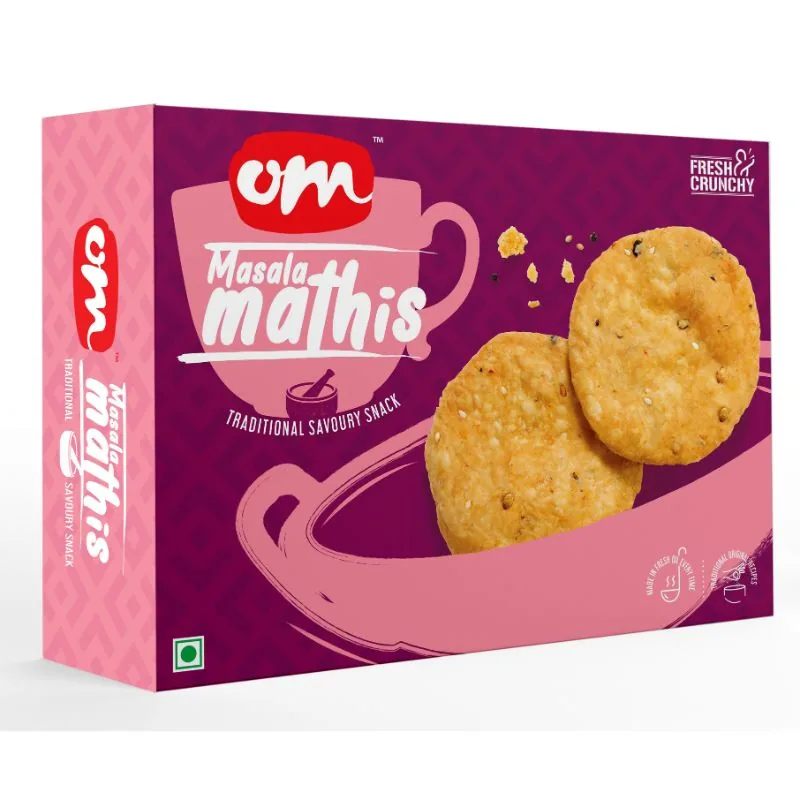 Om Sweets & Snacks Masala Mathi | Savory Spicy Crackers | Traditional Tea-Time Munchies-1