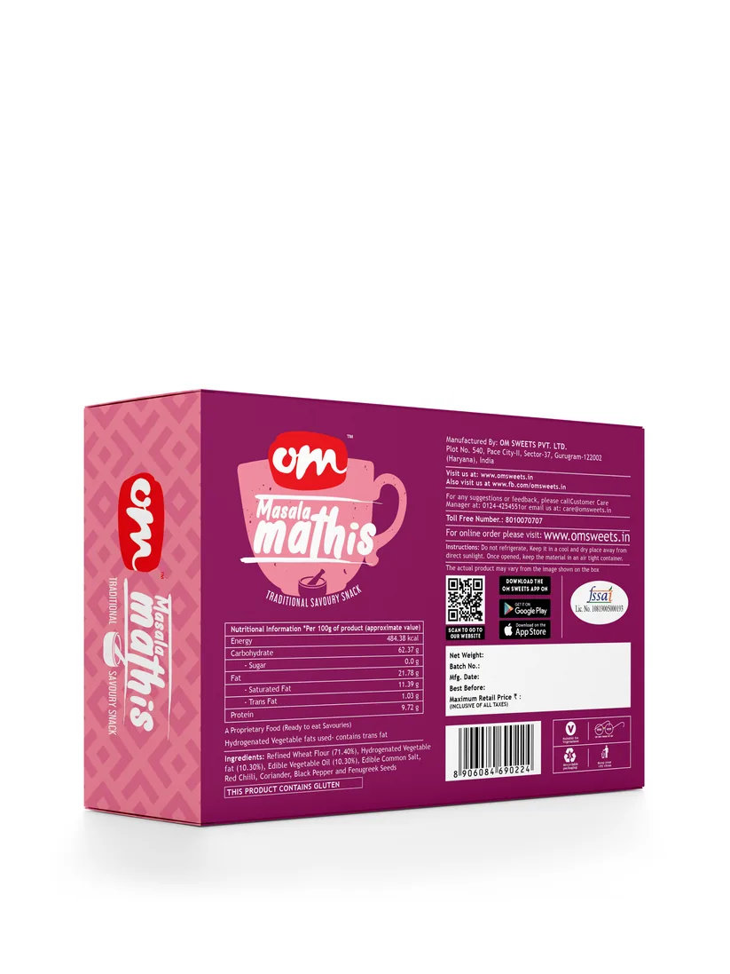 Om Sweets & Snacks Masala Mathi | Savory Spicy Crackers | Traditional Tea-Time Munchies-2