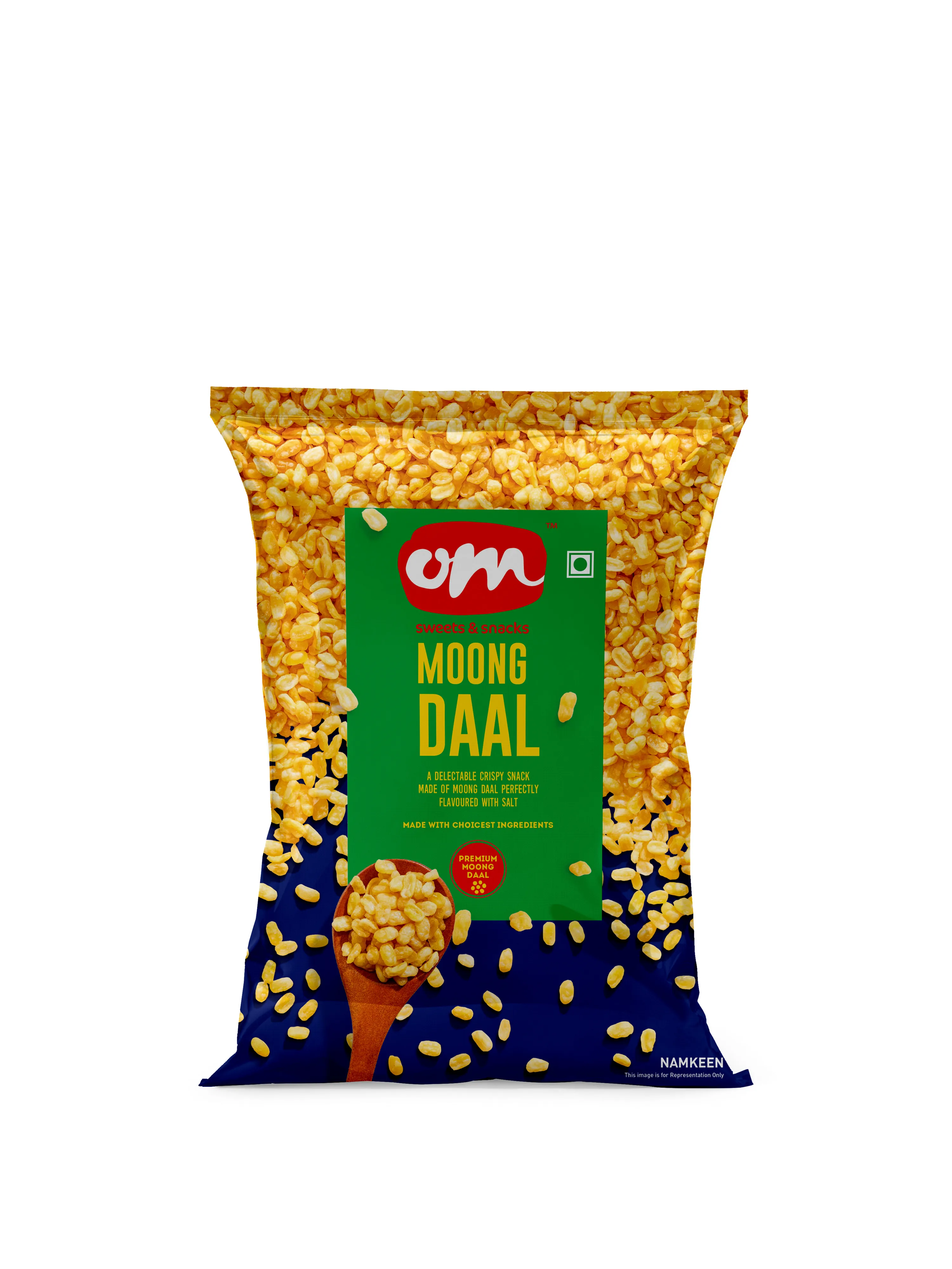 Om Sweets & Snacks Moong Dal | Crispy Salted Namkeen | Authentic Indian Teatime Snack 200 gm