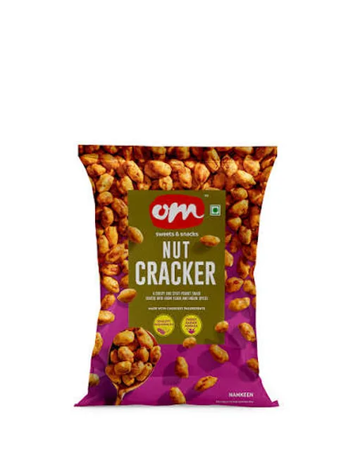 Om Sweets & Snacks Moongfali Tasty | Coated Spicy Peanuts | Authentic North Indian Namkeen 200 gm