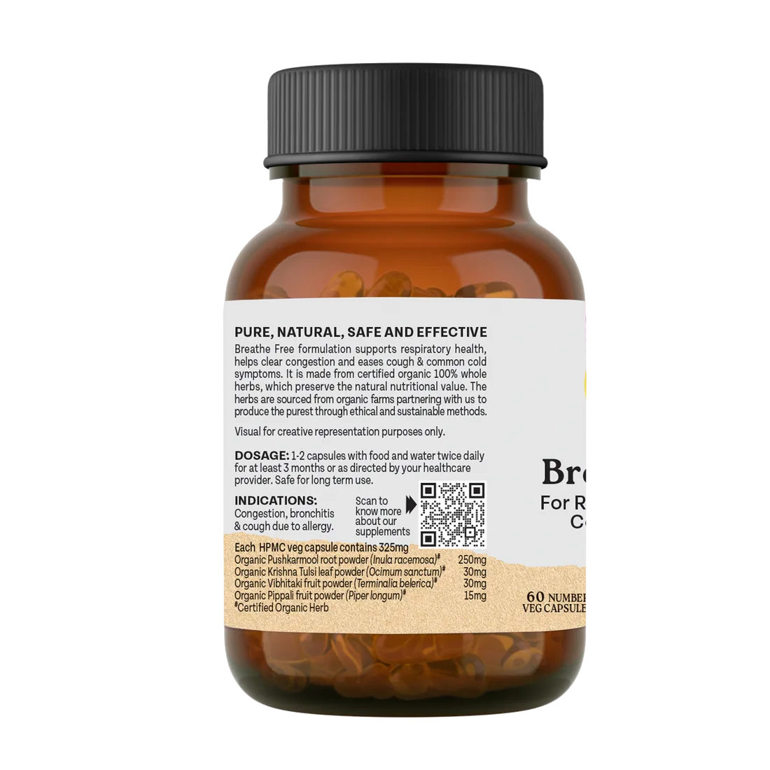 Organic India Breathe Free Capsules | Ayurvedic Respiratory Support | Congestion & Cough Relief-3