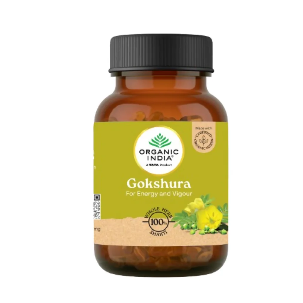 Organic India Gokshura Capsules | Organic Tribulus Terrestris | Ayurvedic Stamina and Urinary Support-1