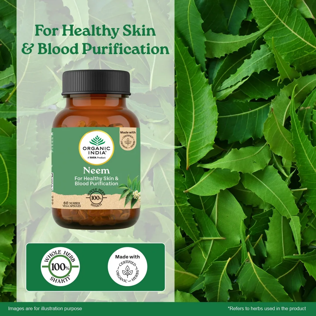 Organic India Neem Capsules | Ayurvedic Wellness | Skin & Blood Support-1