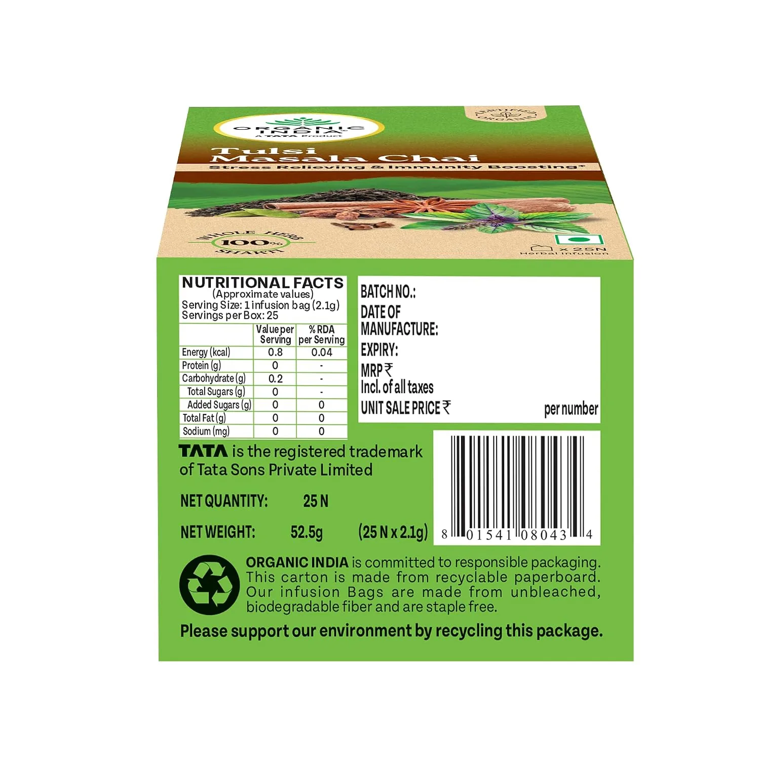 Organic India Tulsi Masala Chai - Tea Bags