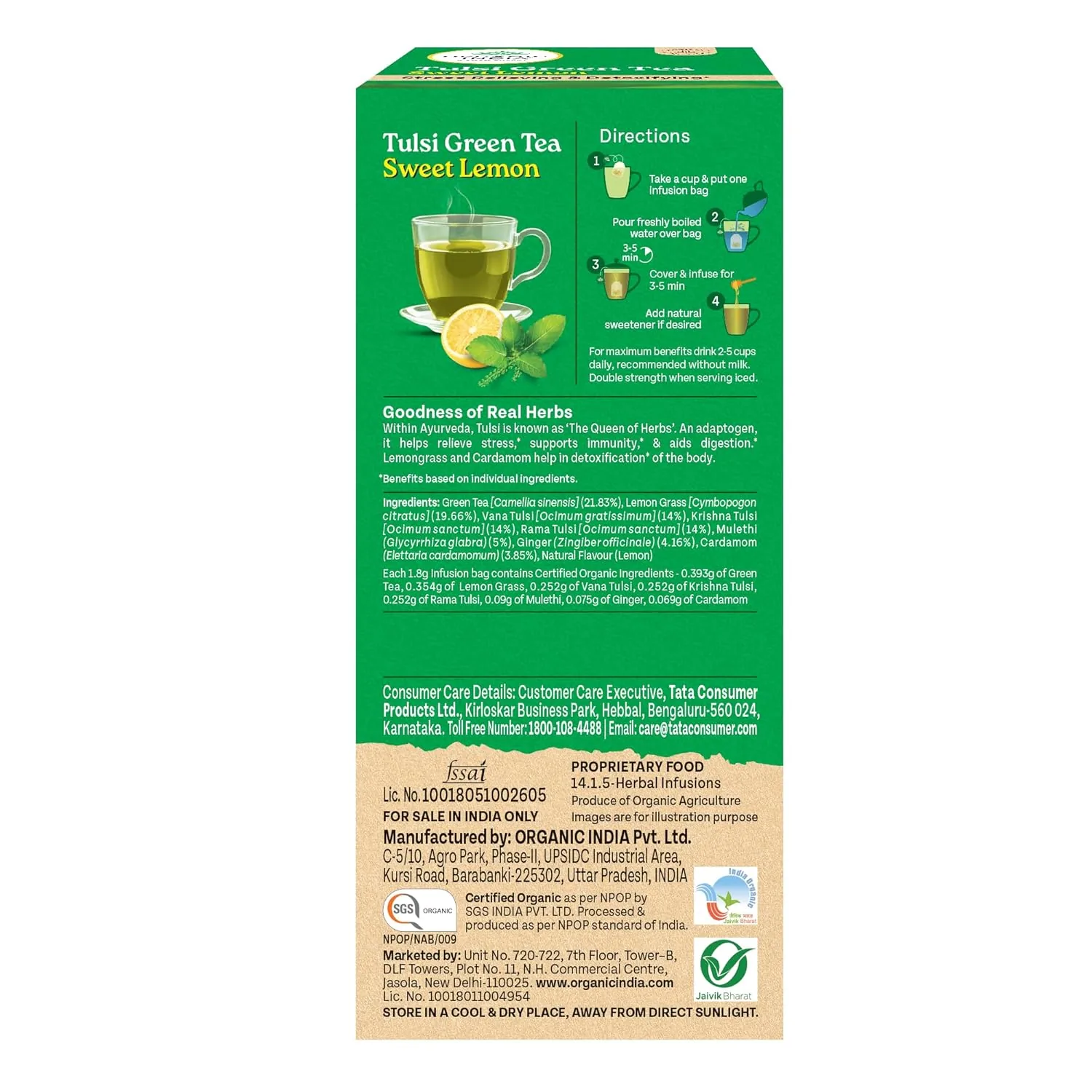 Organic India Tulsi Tea - Sweet Lemon -- 45 gm