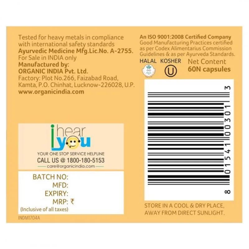 Organic India Turmeric Formula | Herbal Joint & Immunity Supplement | Enhanced with Trikatu-4