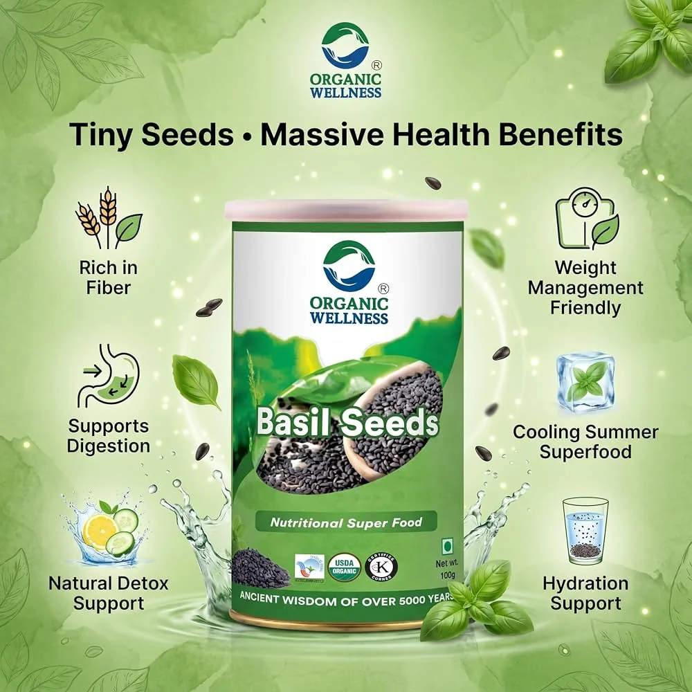 Organic Wellness Basil Seeds | Natural Sabja Seeds | High-Fiber Superfood-2