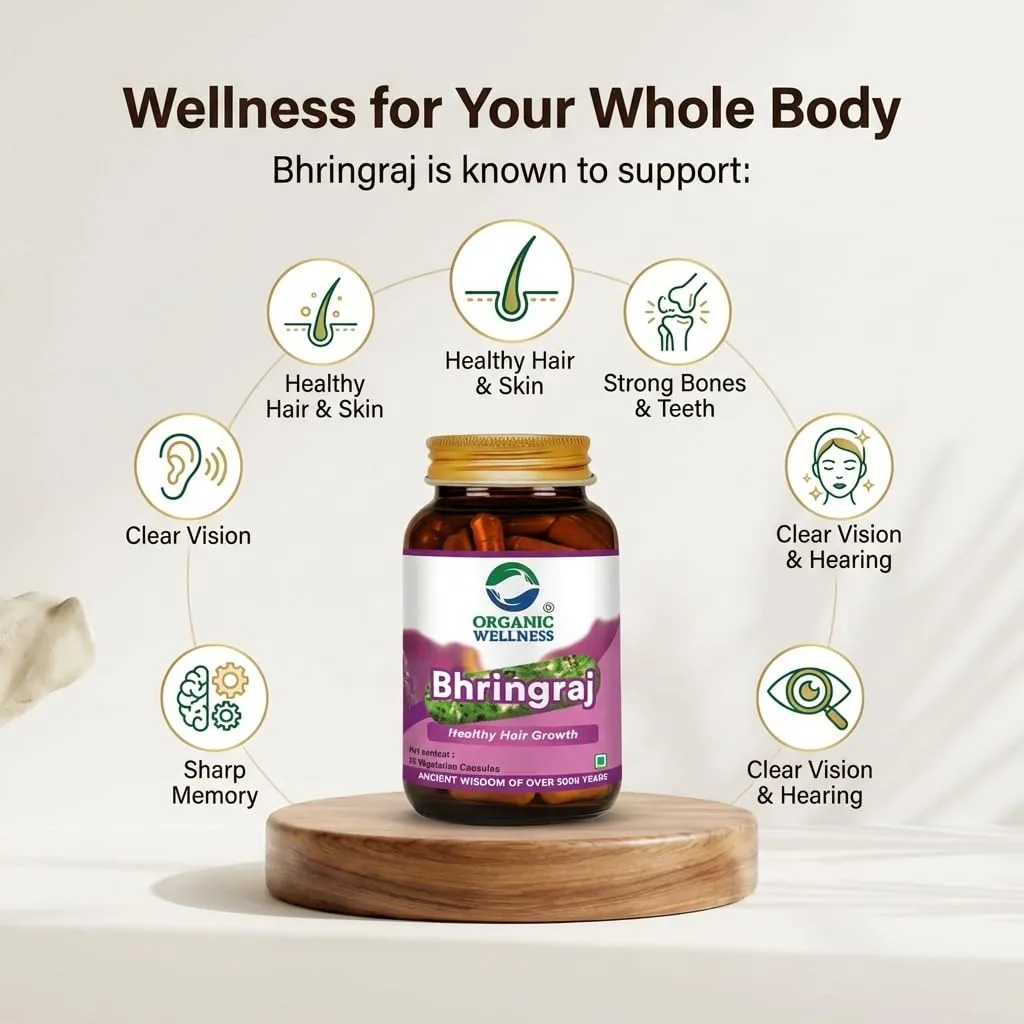 Organic Wellness Bhringraj Vegetarian Capsules | Ayurvedic Hair & Scalp Support | Pure Eclipta Alba-3
