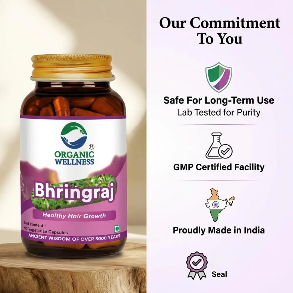 Organic Wellness Bhringraj Vegetarian Capsules | Ayurvedic Hair & Scalp Support | Pure Eclipta Alba-4