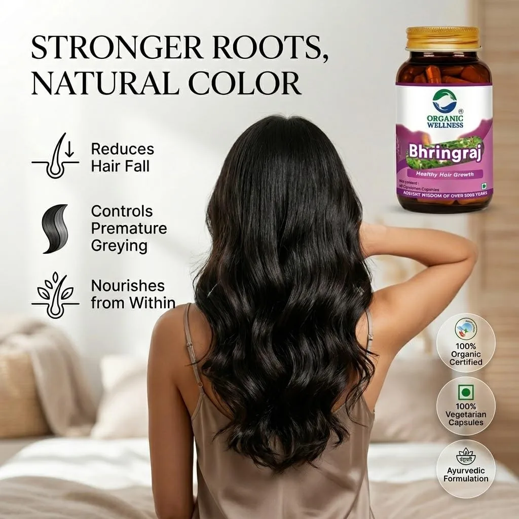 Organic Wellness Bhringraj Vegetarian Capsules | Ayurvedic Hair & Scalp Support | Pure Eclipta Alba-5