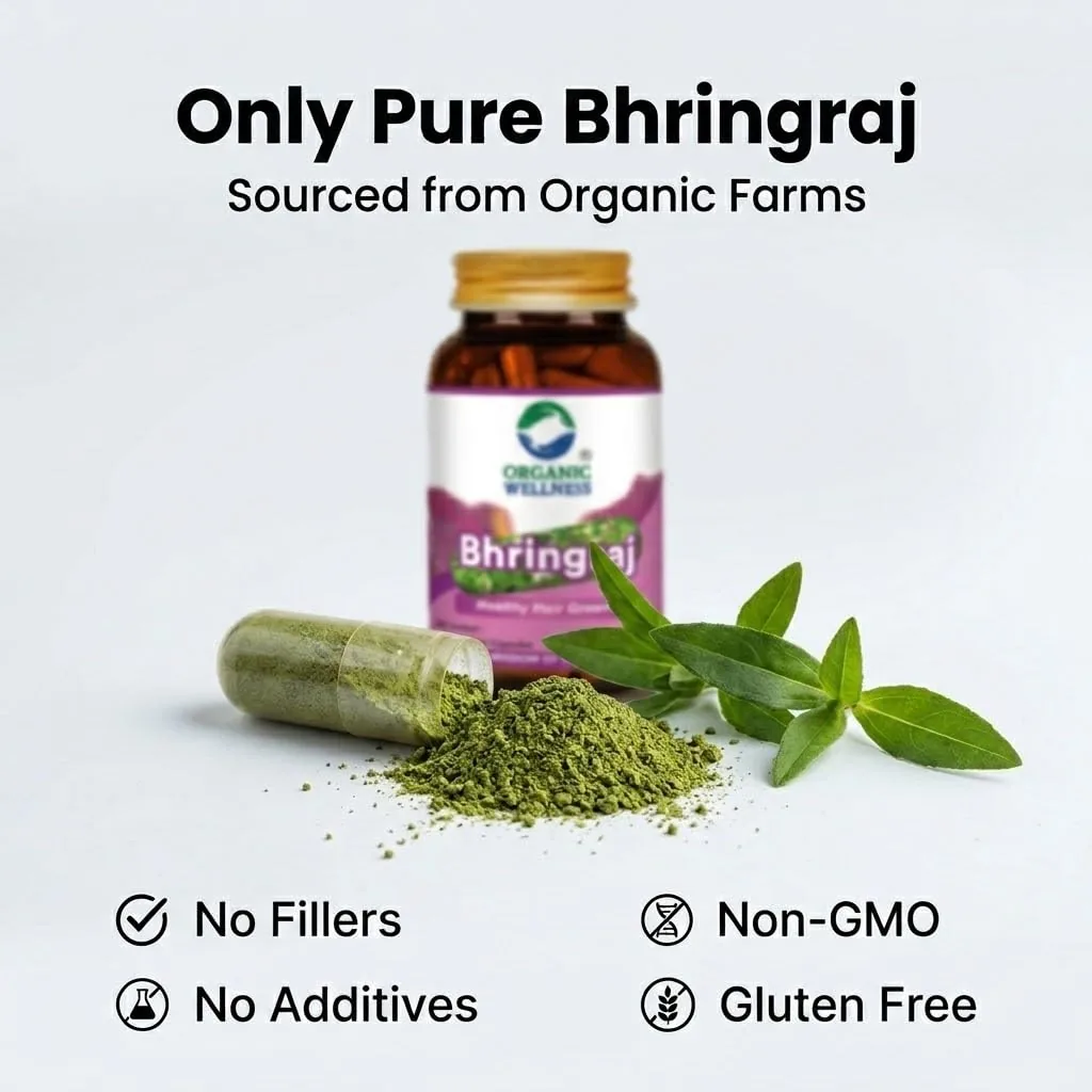 Organic Wellness Bhringraj Vegetarian Capsules | Ayurvedic Hair & Scalp Support | Pure Eclipta Alba-6