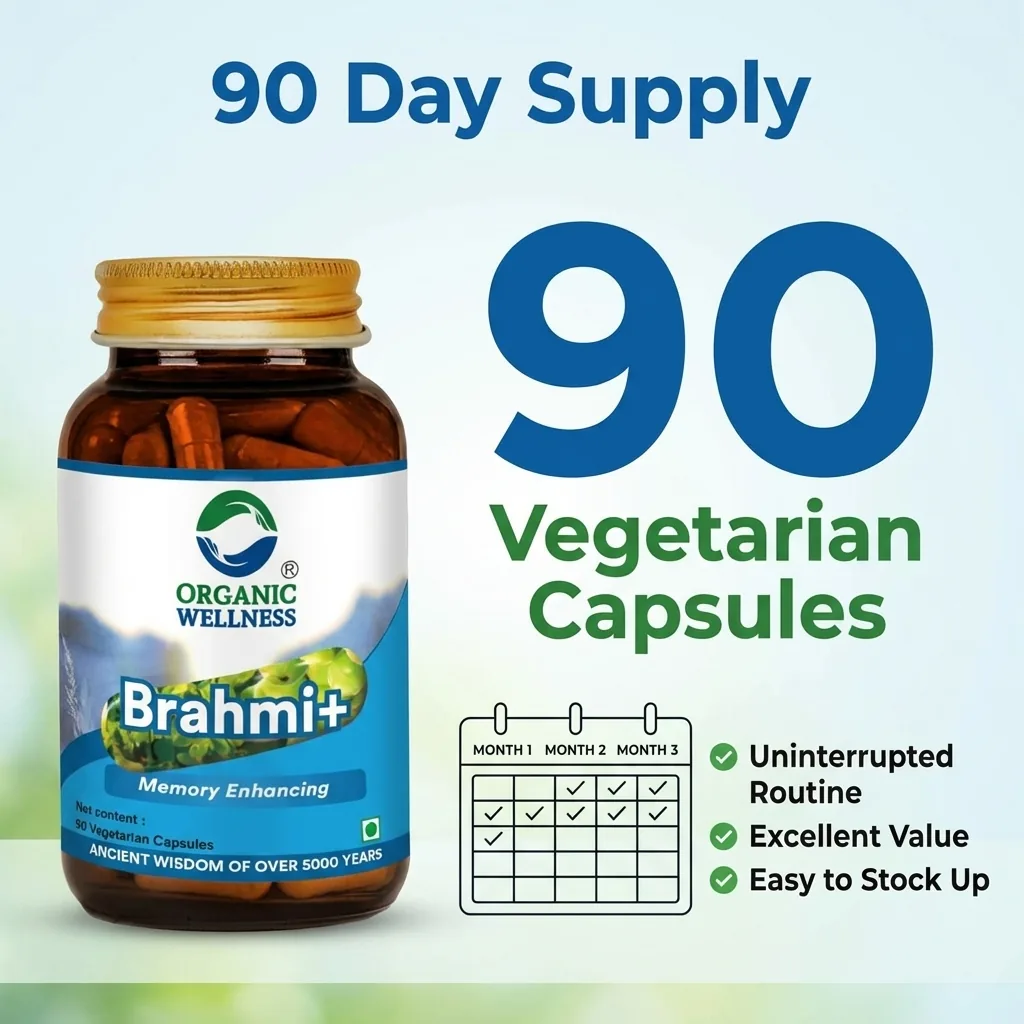 Organic Wellness Brahmi+ | Ayurvedic Cognitive Support | Vegetarian Capsules for Mental Clarity-7