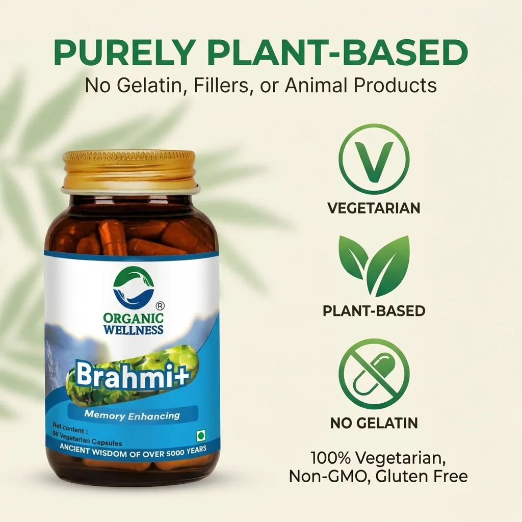 Organic Wellness Brahmi+ | Ayurvedic Cognitive Support | Vegetarian Capsules for Mental Clarity-8