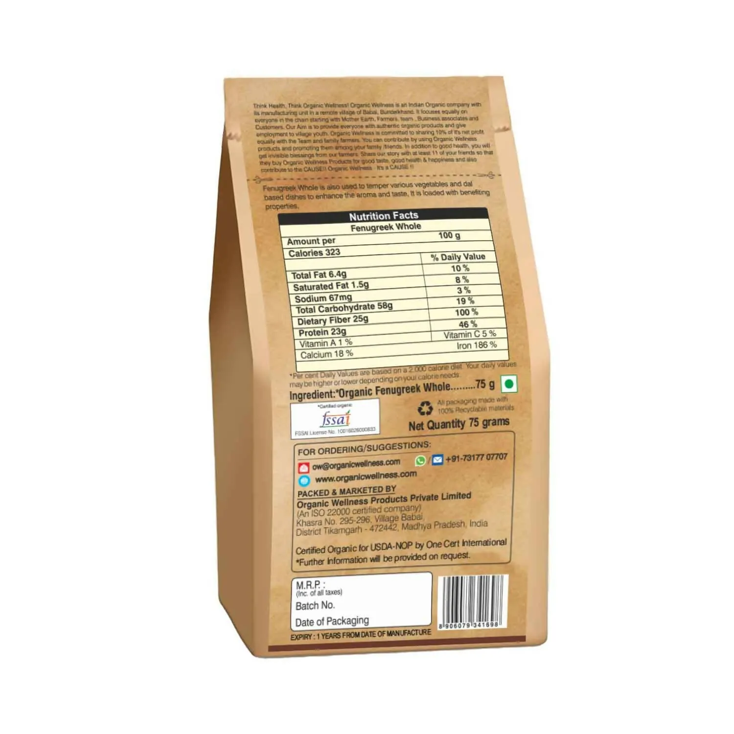 Organic Wellness Fenugreek Whole | Organic Methi Seeds | Pure Whole Spice for Indian Cooking-2