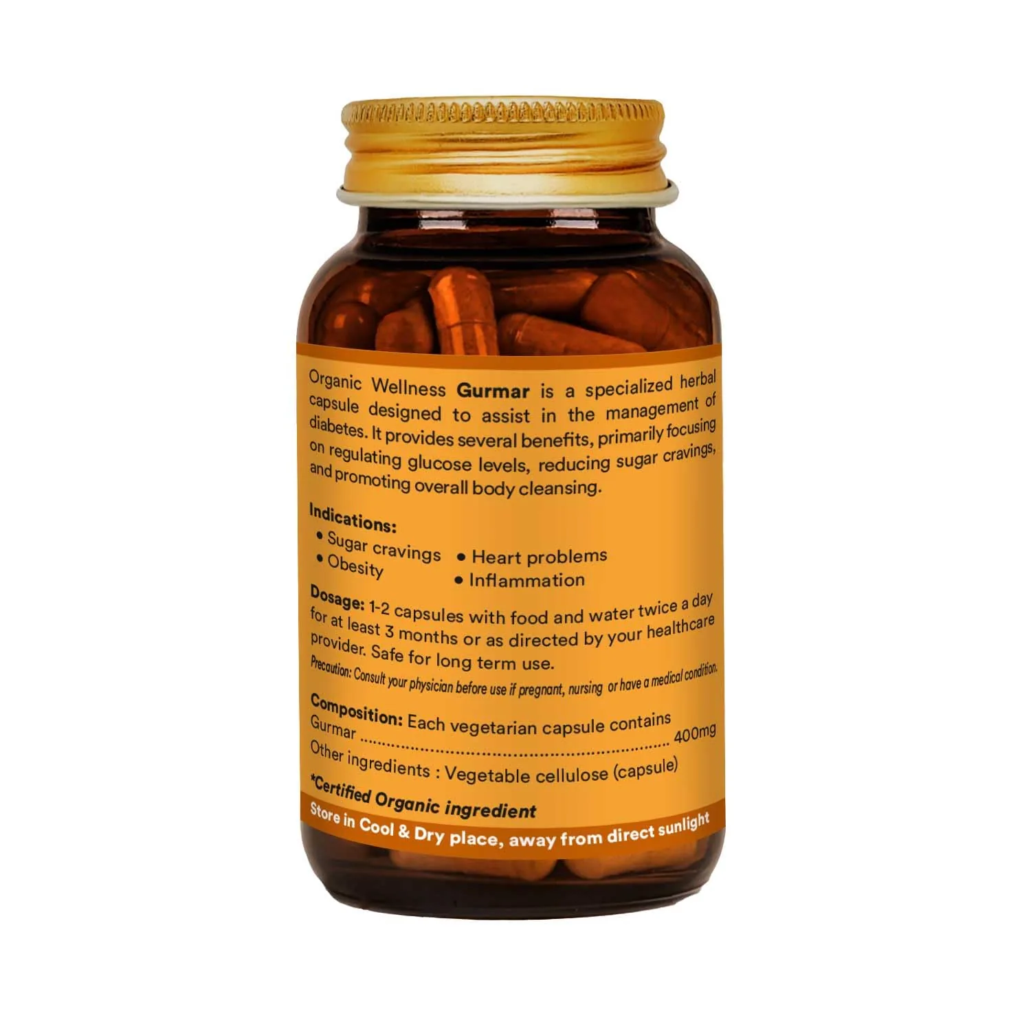 Organic Wellness Gurmar Vegetarian Capsules | Ayurvedic Herbal Supplement | Sugar Metabolism Support-2