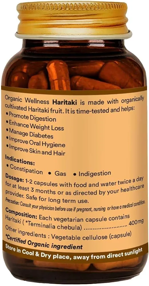 Organic Wellness Haritaki Capsules | Ayurvedic Dietary Supplement | Natural Colon Cleanse & Digestive Support-2