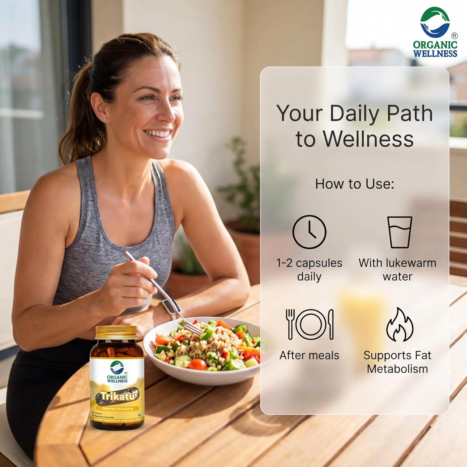 Organic Wellness Trikatu | Ayurvedic Digestive Supplement | Pure Pippali, Ginger & Black Pepper Capsules-5