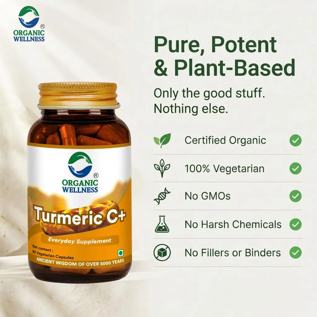 Organic Wellness Turmeric C+ | Ayurvedic Joint & Immunity Supplement | Curcumin with Black Pepper & Ginger-2
