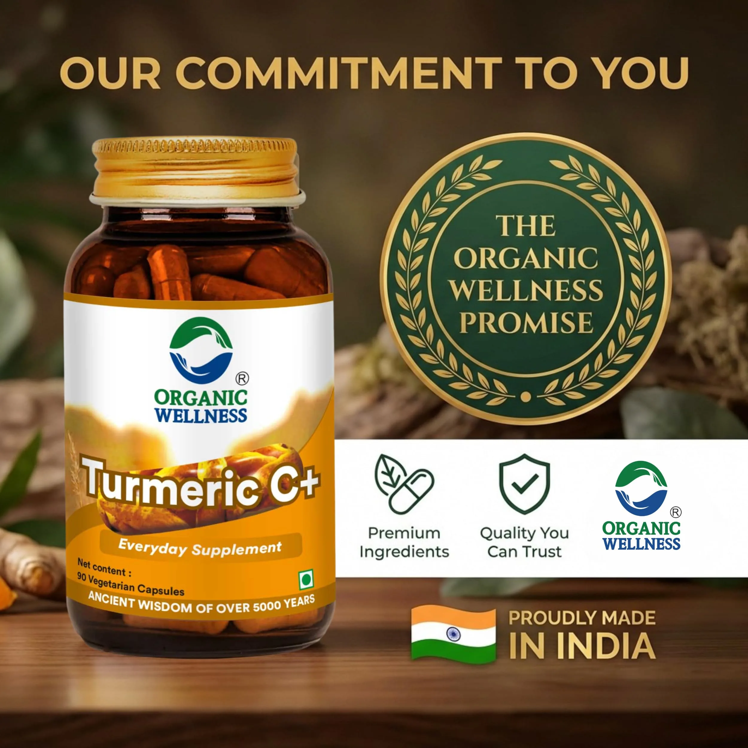 Organic Wellness Turmeric C+ | Ayurvedic Joint & Immunity Supplement | Curcumin with Black Pepper & Ginger-3