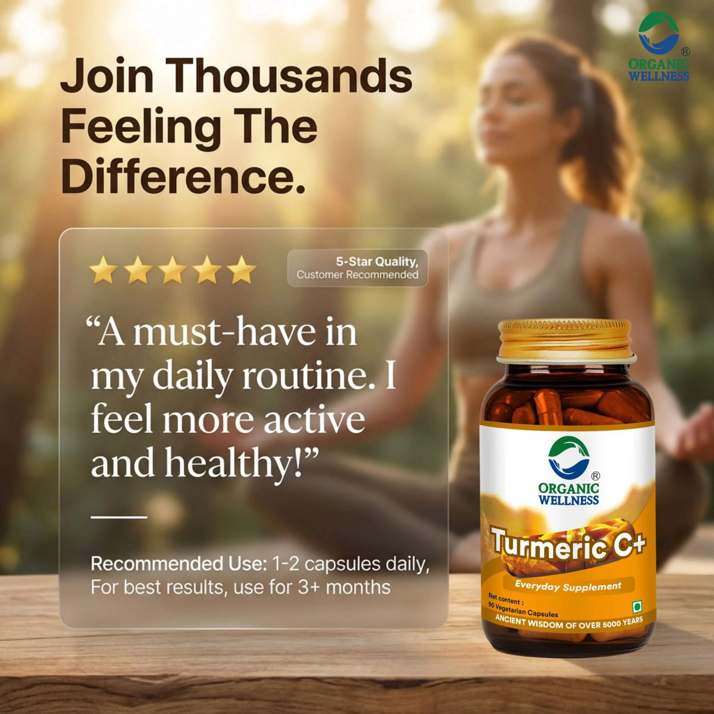 Organic Wellness Turmeric C+ | Ayurvedic Joint & Immunity Supplement | Curcumin with Black Pepper & Ginger-5