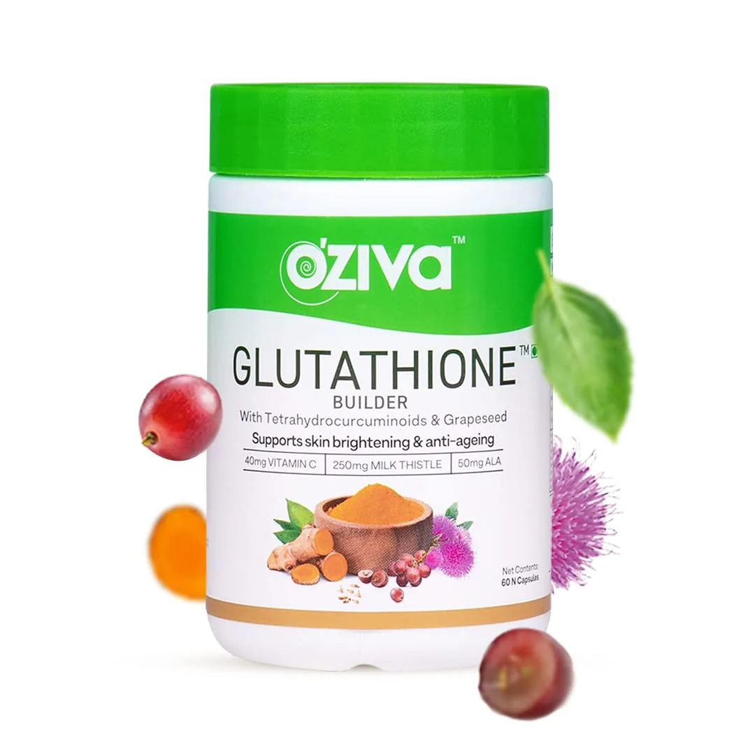 OZiva Glutathione Builder Capsules | Plant-Based Skin Glow Supplement | Natural Antioxidant Support