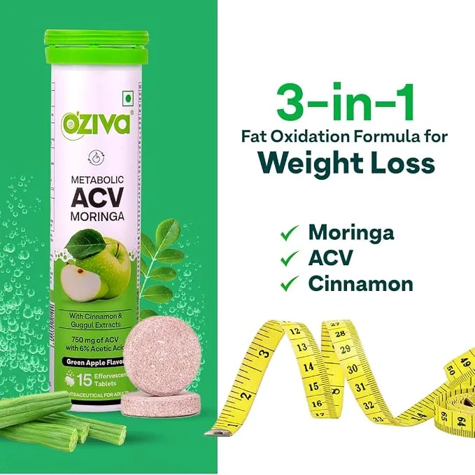 OZiva Metabolic ACV Moringa Effervescent Tablets | Cravings Control-3