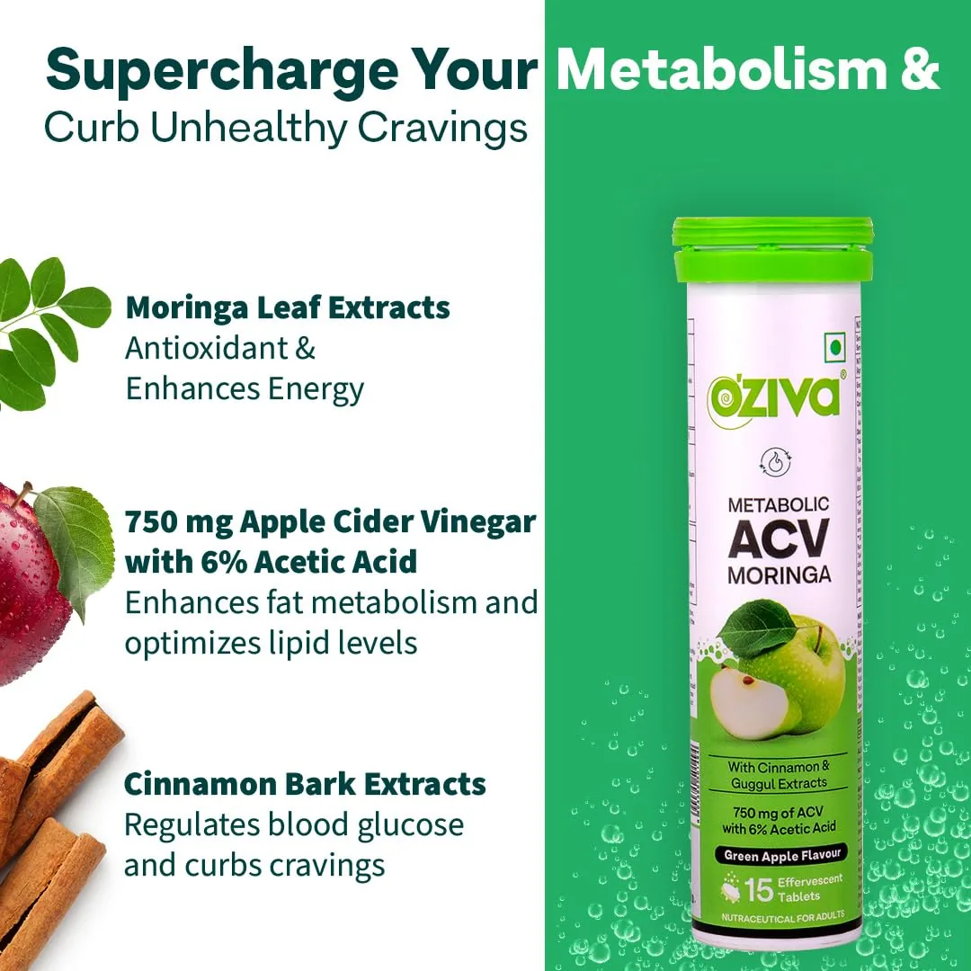OZiva Metabolic ACV Moringa Effervescent Tablets | Cravings Control-4