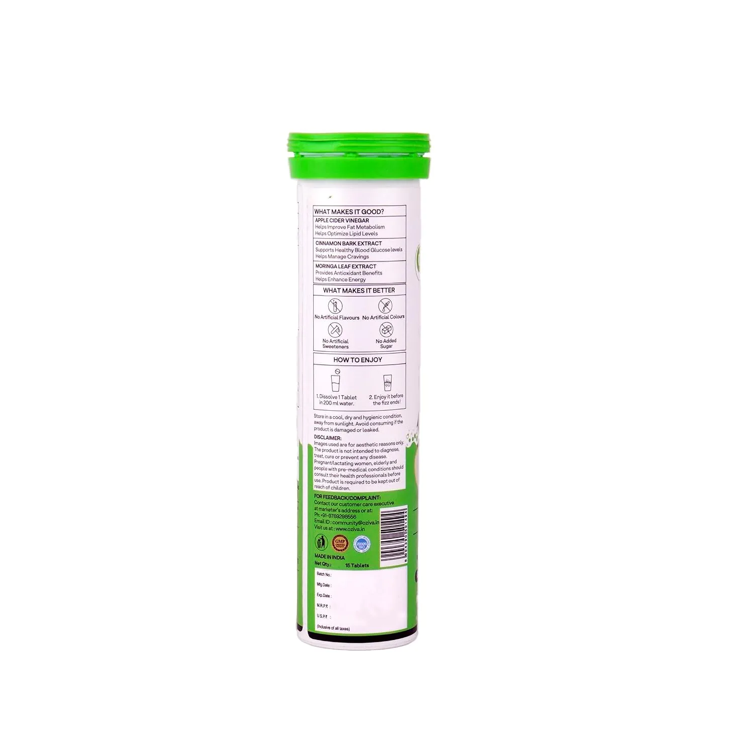 OZiva Metabolic ACV Moringa Effervescent Tablets | Cravings Control-6