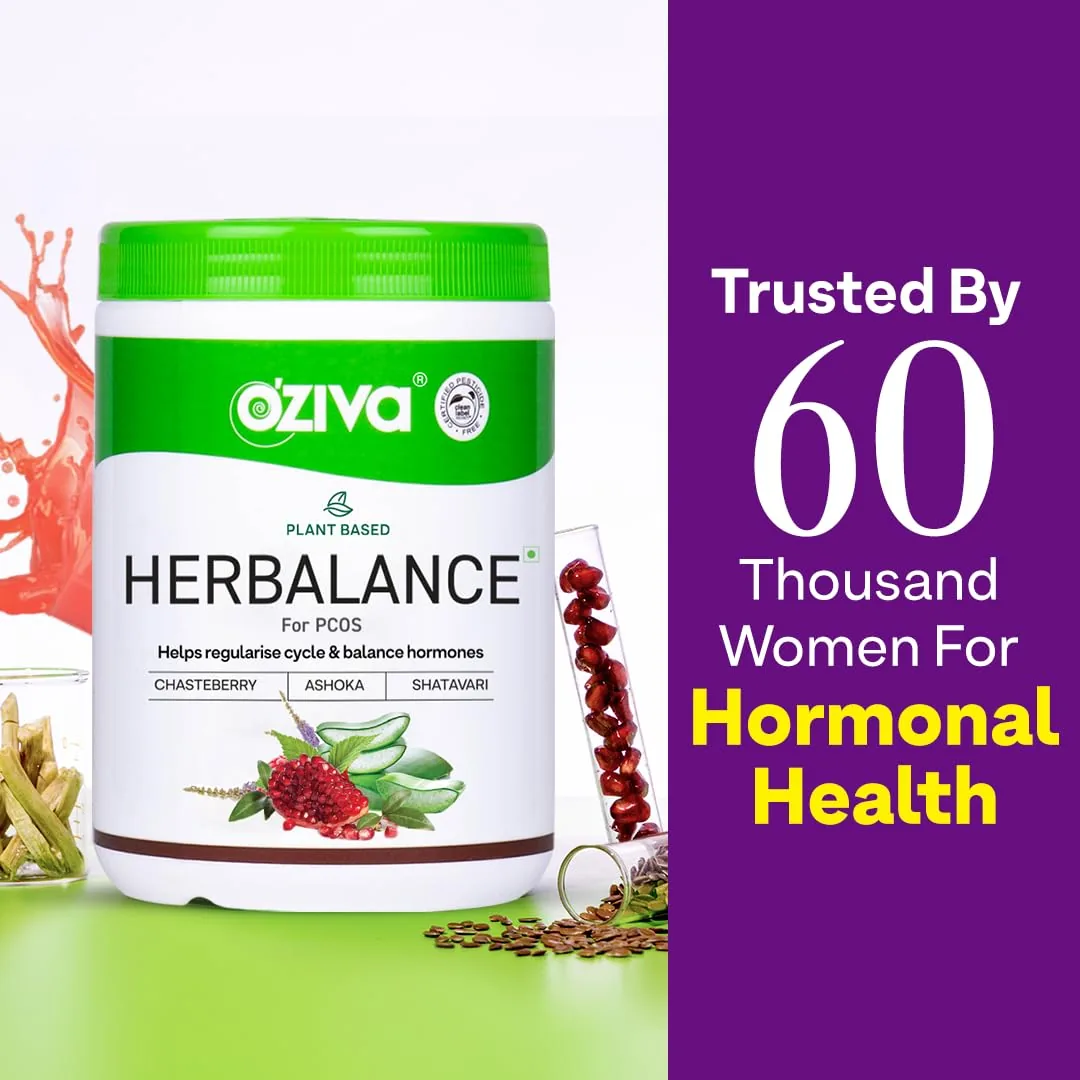 OZiva Plant Based Herbalance For PCOS | Ayurvedic Hormone Support Powder | Gluten-Free & Vegan Formula-2