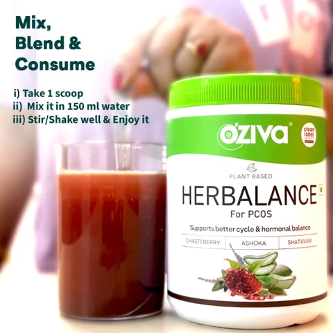 OZiva Plant Based Herbalance For PCOS | Ayurvedic Hormone Support Powder | Gluten-Free & Vegan Formula-5