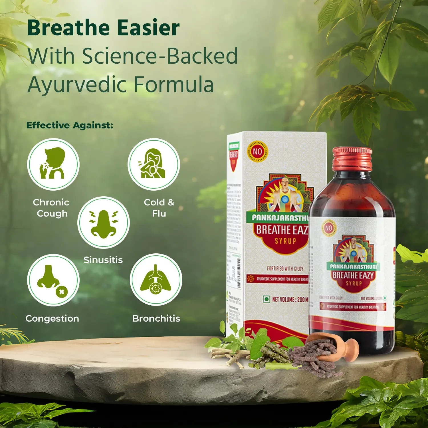 Pankajakasthuri Breathe Eazy Syrup | Ayurvedic Respiratory Care | Cough & Cold Relief-2