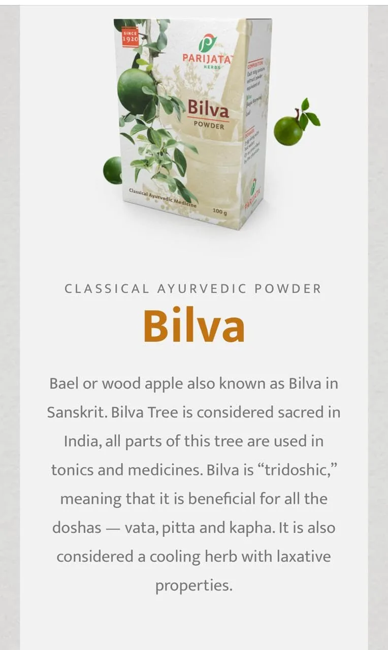 Parijata Herbs Bilva Leaf Powder | Pure Bael Patra | Digestive & Gut Health Support-3