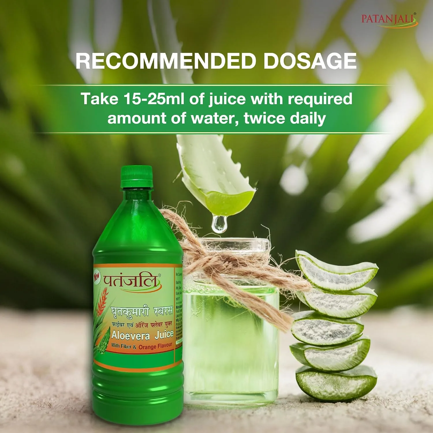 Patanjali Aloevera Juice with Fiber and Orange Flavour | Ayurvedic Digestive Drink | Natural Immunity Support-3