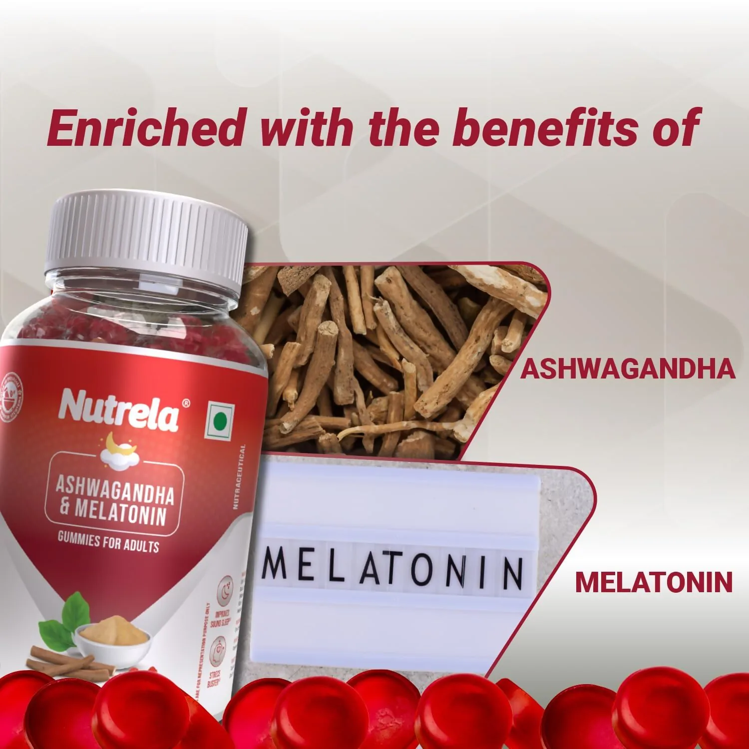 Patanjali Nutrela Ashwagandha & Melatonin Gummies | Wellness Supplement | Supports Restful Sleep-3