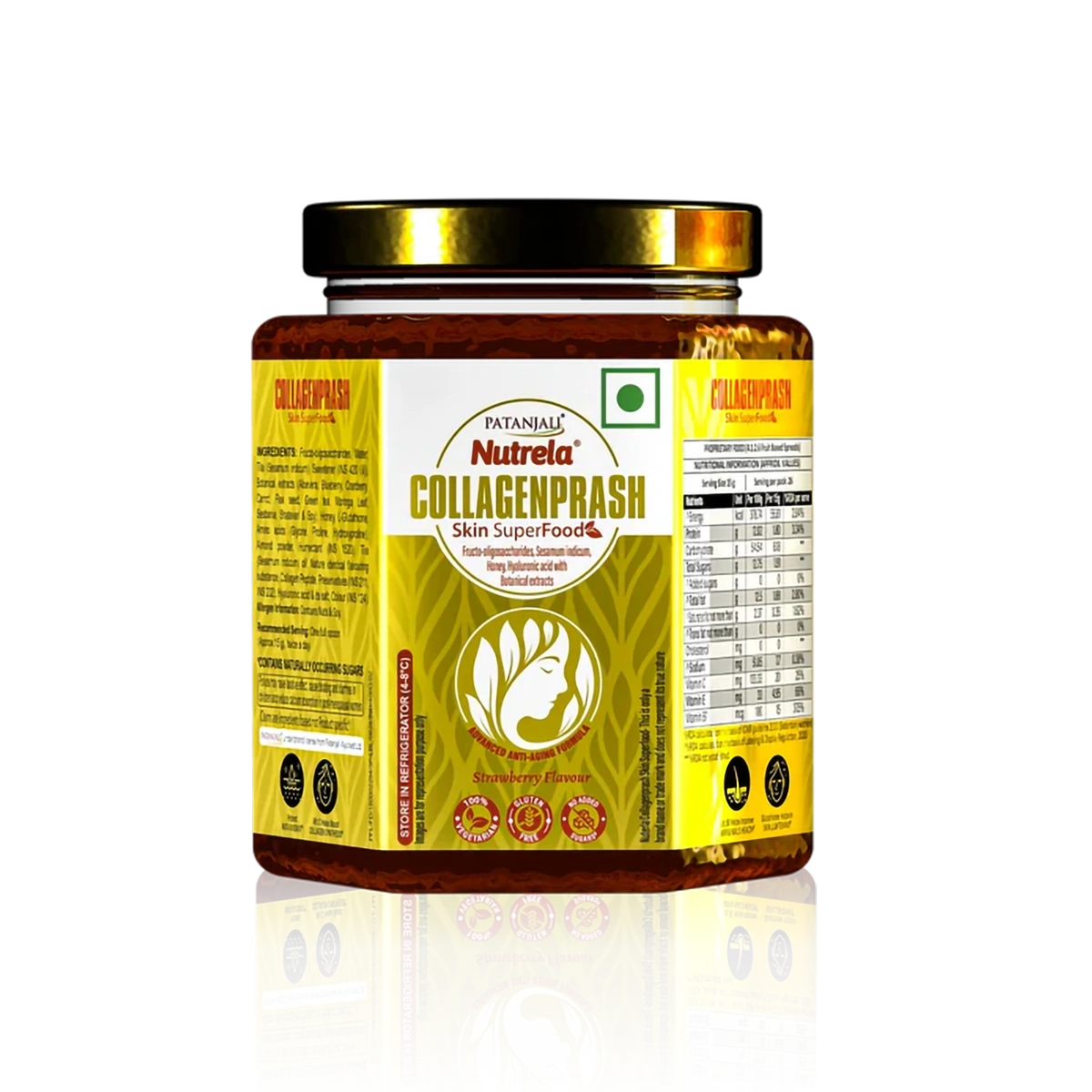 Patanjali Nutrela Collagenprash | Vegetarian Skin Superfood | Strawberry Flavored Anti-Aging Formula