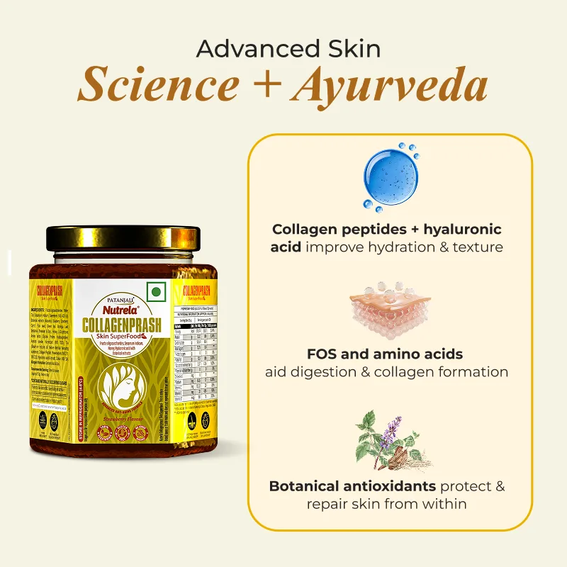 Patanjali Nutrela Collagenprash | Vegetarian Skin Superfood | Strawberry Flavored Anti-Aging Formula-8