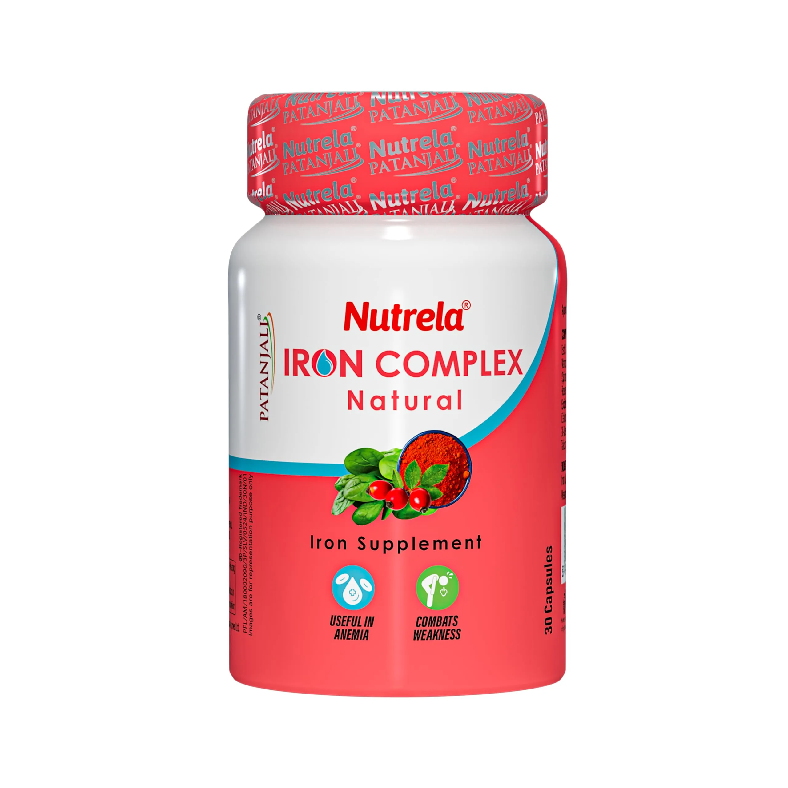 Patanjali Nutrela Iron Complex Natural Capsules | Ayurvedic Iron Supplement | Vegan Formula for Hemoglobin Support-1