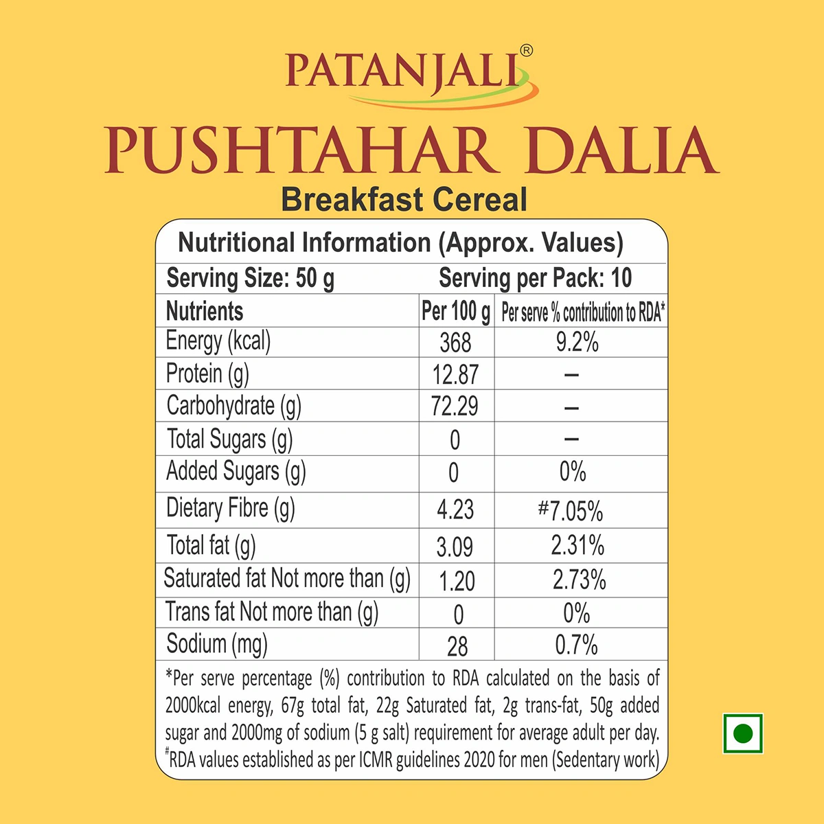 Patanjali Pushtahar Dalia | Multi-Grain Porridge Mix | Wholesome High-Fiber Breakfast-3