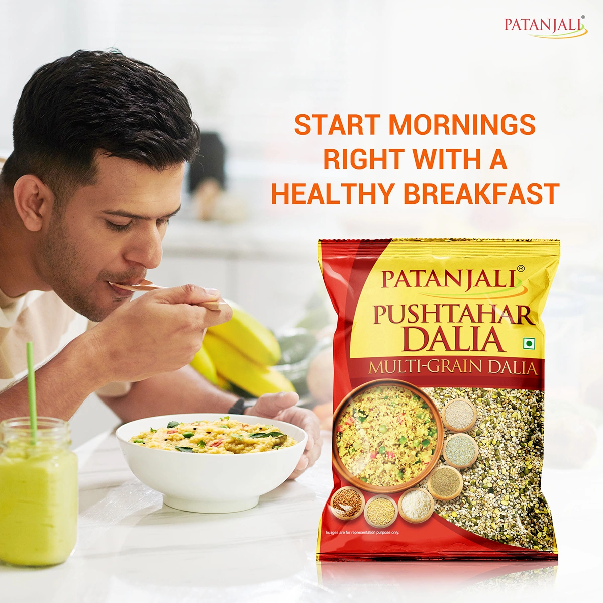 Patanjali Pushtahar Dalia | Multi-Grain Porridge Mix | Wholesome High-Fiber Breakfast-5