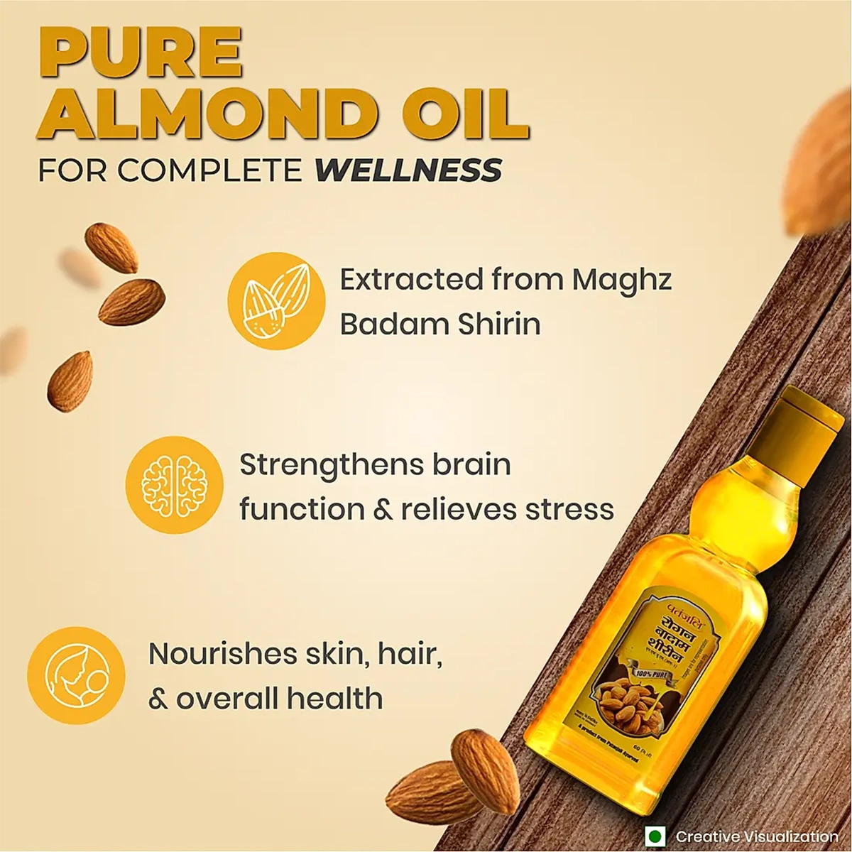 Patanjali Roghan Badam Shirin | Pure Almond Oil | For Skin & Hair Nourishment-2