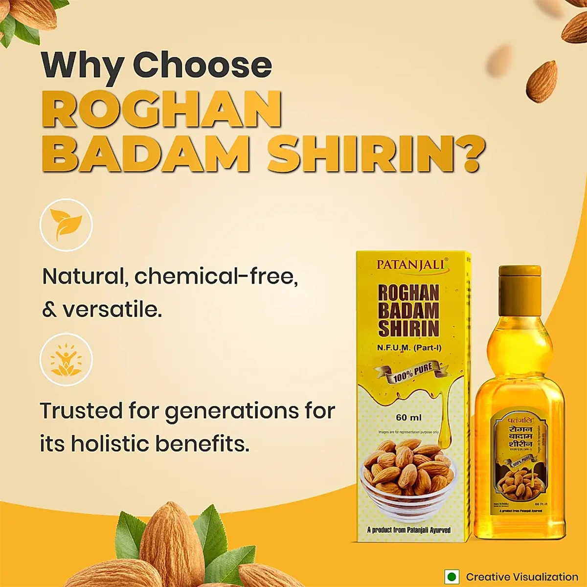 Patanjali Roghan Badam Shirin | Pure Almond Oil | For Skin & Hair Nourishment-4